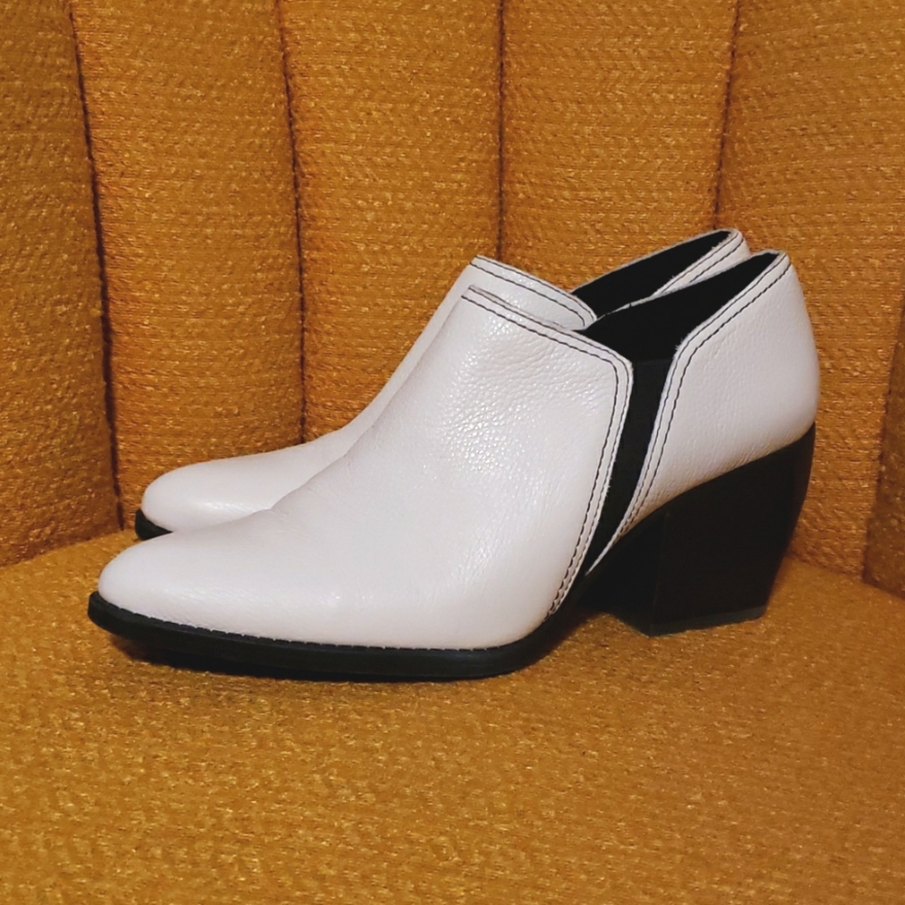 White Leather Ankle Bootie